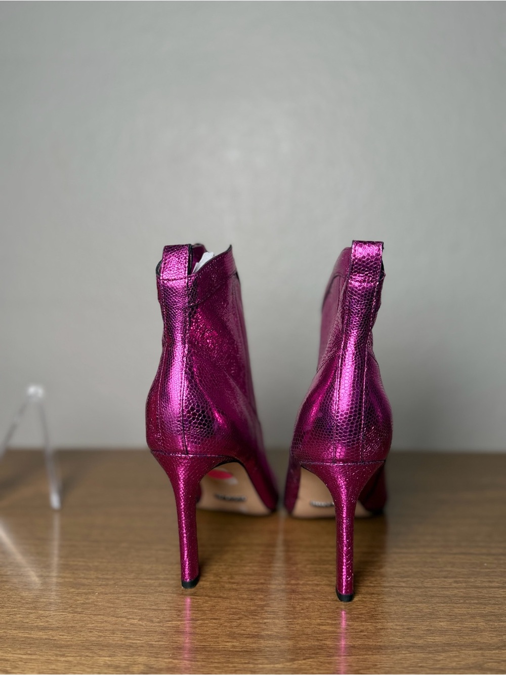 Gianni Bini Metallic Pink Western Ankle Boots Stiletto Pointed Toe 7.5 - Picture 9 of 11
